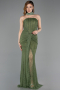 Khaki Abendkleid Spitze Lang ABU5686