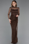 Standesamtkleid Lang Spitze Braun ABU5823