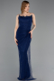 Standesamtkleid Lang Spitze Marineblau ABU5823