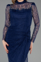 Standesamtkleid Lang Spitze Marineblau ABU5823