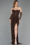 Abendkleid Lang Spitze Braun ABU5770