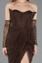 Abendkleid Lang Spitze Braun ABU5770