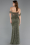 Abendkleid Lang Perlenbesetzt Khaki ABU5833