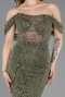 Abendkleid Lang Perlenbesetzt Khaki ABU5833