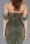 Abendkleid Lang Perlenbesetzt Khaki ABU5833