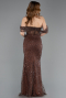 Abendkleid Lang Perlenbesetzt Braun ABU5833