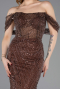 Abendkleid Lang Perlenbesetzt Braun ABU5833