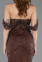 Abendkleid Lang Perlenbesetzt Braun ABU5833