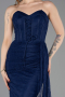 Abschlusskleid Lang Spitze Marineblau ABU5795