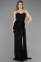 Abschlusskleid Lang Spitze Schwarz ABU5795