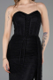 Abschlusskleid Lang Spitze Schwarz ABU5795