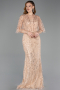 Abendkleid Lang Perlenbesetzt Gold ABU5798