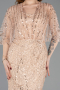 Abendkleid Lang Perlenbesetzt Gold ABU5798