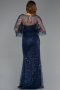 Abendkleid Lang Perlenbesetzt Marineblau ABU5798