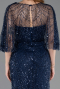 Abendkleid Lang Perlenbesetzt Marineblau ABU5798