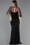 Abendkleid Lang Perlenbesetzt Schwarz ABU5798