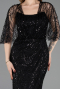 Abendkleid Lang Perlenbesetzt Schwarz ABU5798