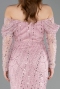 Standesamtkleid Lang Perlenbesetzt Puder ABU5825