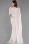 Standesamtkleid Lang Perlenbesetzt Beige ABU5816
