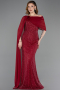 Standesamtkleid Lang Perlenbesetzt Weinrot ABU5816