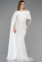 Standesamtkleid Lang Perlenbesetzt Weiß ABU5816
