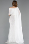 Standesamtkleid Lang Perlenbesetzt Weiß ABU5816