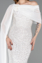 Standesamtkleid Lang Perlenbesetzt Weiß ABU5816