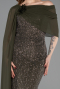 Standesamtkleid Lang Perlenbesetzt Khaki ABU5816
