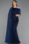 Standesamtkleid Lang Perlenbesetzt Marineblau ABU5816