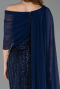 Standesamtkleid Lang Perlenbesetzt Marineblau ABU5816