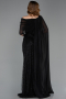 Standesamtkleid Lang Perlenbesetzt Schwarz ABU5816