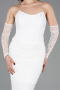 Abendkleid Lang Spitze Weiß ABU5817