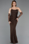 Abendkleid Lang Spitze Braun ABU5817