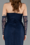 Abendkleid Lang Spitze Marineblau ABU5817