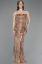 Abendkleid Lang Schuppig Kupfer ABU5828