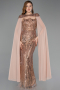 Abendkleid Lang Schuppig Kupfer ABU5828