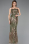 Abendkleid Lang Schuppig Khaki ABU5828