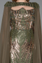 Abendkleid Lang Schuppig Khaki ABU5828