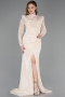 Abendkleid Lang Spitze Beige ABU5771