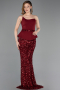 Weinrot Abendkleid Lang ABU5654