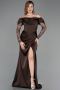 Abendkleid Lang Satin Braun ABU5829