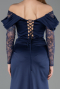 Abendkleid Lang Satin Marineblau ABU5829