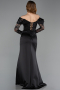 Abendkleid Lang Satin Schwarz ABU5829