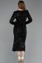 Partykleid Midi Schuppig Schwarz ABK2543