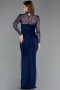 Standesamtkleid Lang Spitze Marineblau ABU5823