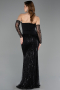 Abendkleid Lang Perlenbesetzt Schwarz ABU5766