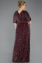 Abendkleid in Übergröße Lang Schuppig Weinrot ABU5846