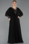 Abendgarderobe in Großen Größen Lang Chiffon Schwarz ABU5850