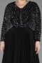 Kleider in Großen Größen Lang Chiffon Schwarz ABU5859