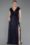 Abendkleid in Übergröße Lang Marineblau ABU5836